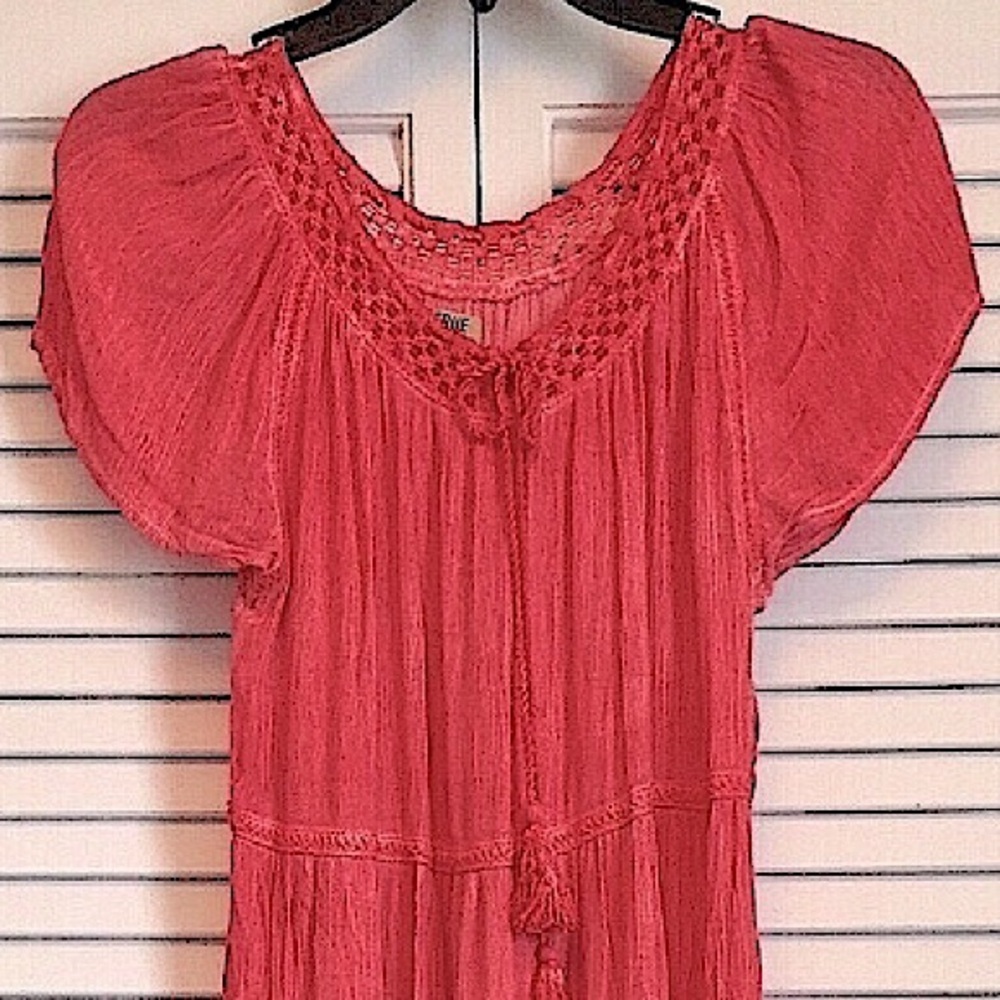 🦋True Craft Coral Bohemian Hi-Low Hem Dress (S)🦋